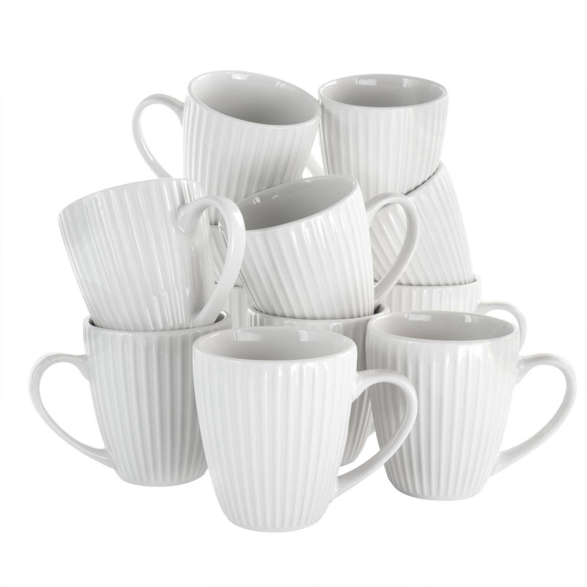 Elama Elle 12 Piece Round Porcelain Mug Set Elama