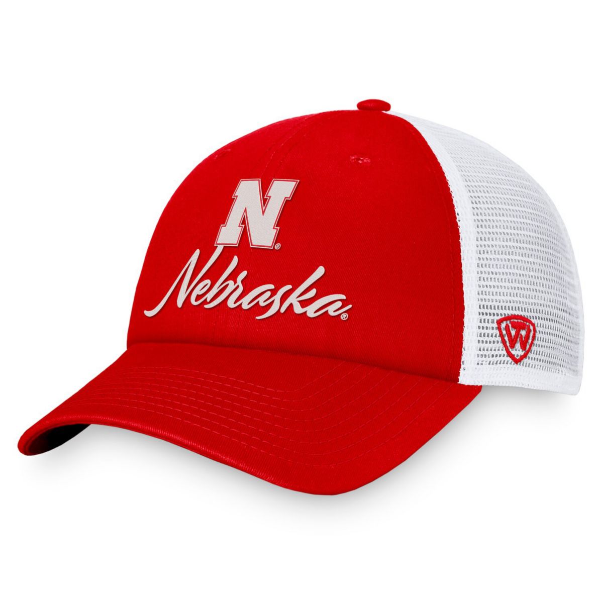 Женская регулируемая бейсболка Charm Trucker Nebraska Huskers в цветах алого и белого Top of the World