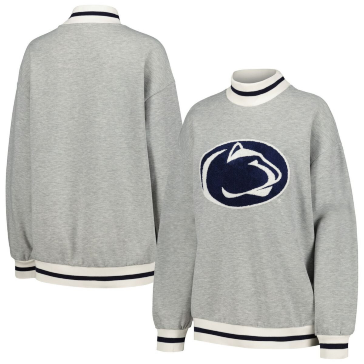 Женская Футболка Unbranded Ash Penn State Nittany Lions In It To Win It Sporty Mock Neck Pullover Sweatshirt Unbranded