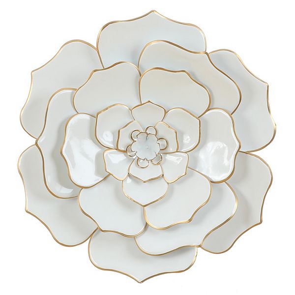 LuxenHome White And Gold Flower Metal Wall Decor Luxen Home