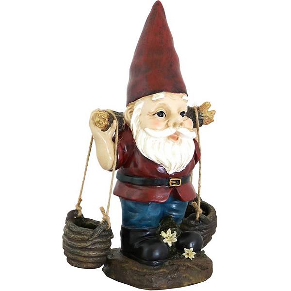 Sunnydaze Peter With A Pair Of Pails Outdoor Garden Gnome - 14.25 In Sunnydaze Decor