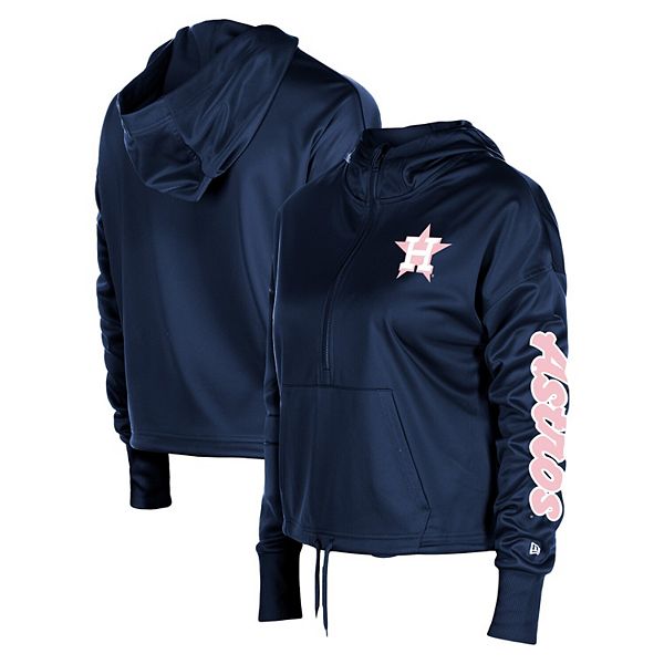 Женская Футболка New Era Темно-синяя Houston Astros Half-Zip Hoodie New Era