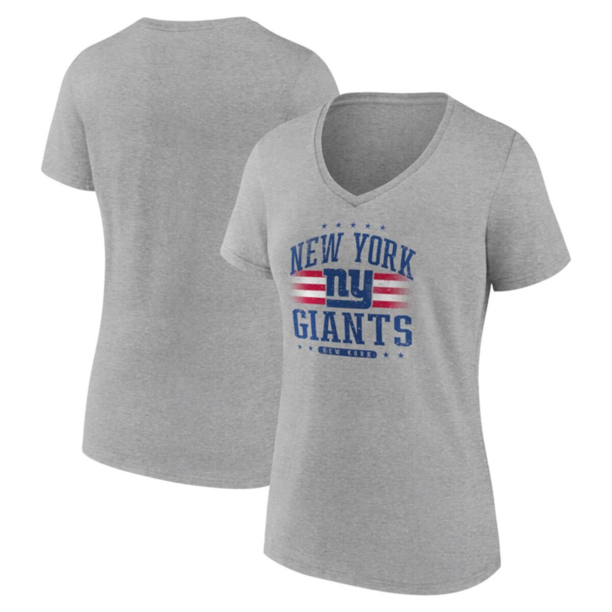 Женская Футболка Fanatics Heather Gray New York Giants Americana V-Neck Fanatics Brands - White Label