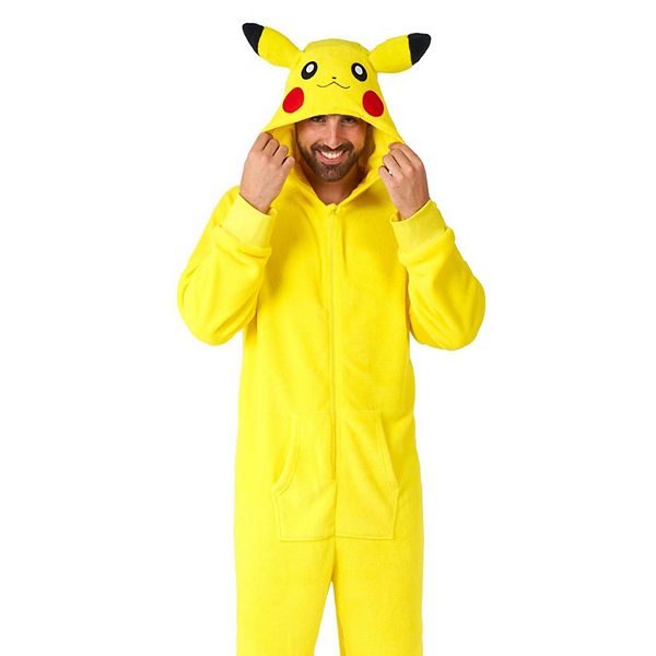 Мужские комбинезонные пижамы Pikachu от OppoSuits с капюшоном и карманом-кенгуру OppoSuits