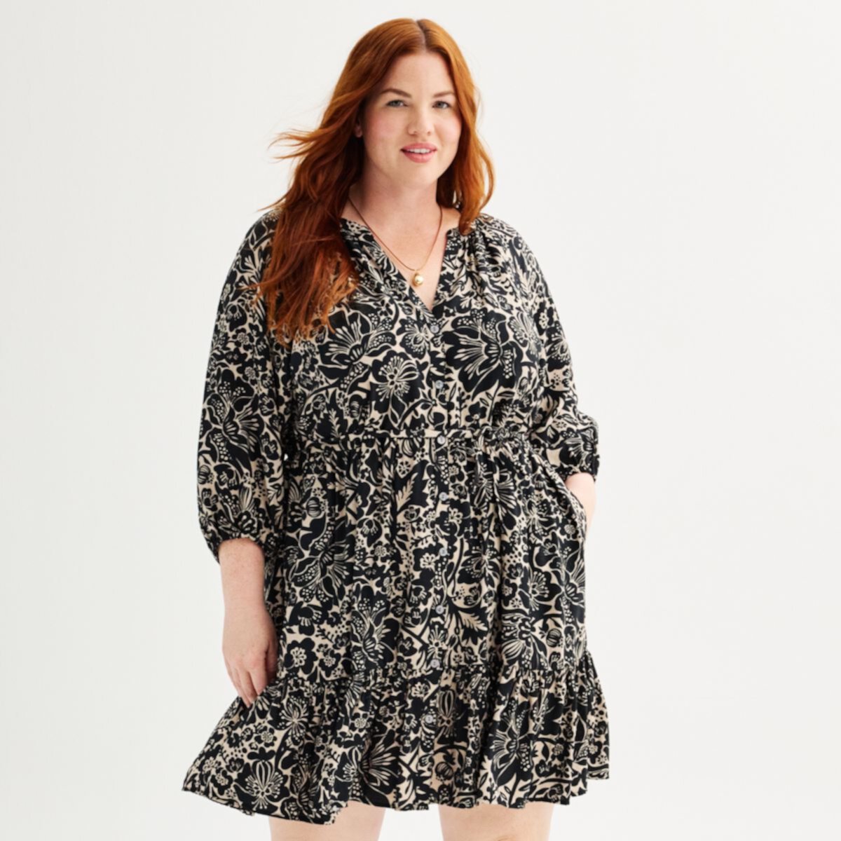 Женское Платья SONOMA Plus Size Femme с Пуговицами SONOMA