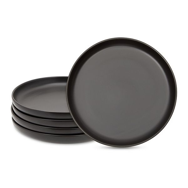 Black Ceramic Dinner Plates, Set Of 4 Serving Dinnerware Dishes (8 Inches) Okuna Outpost