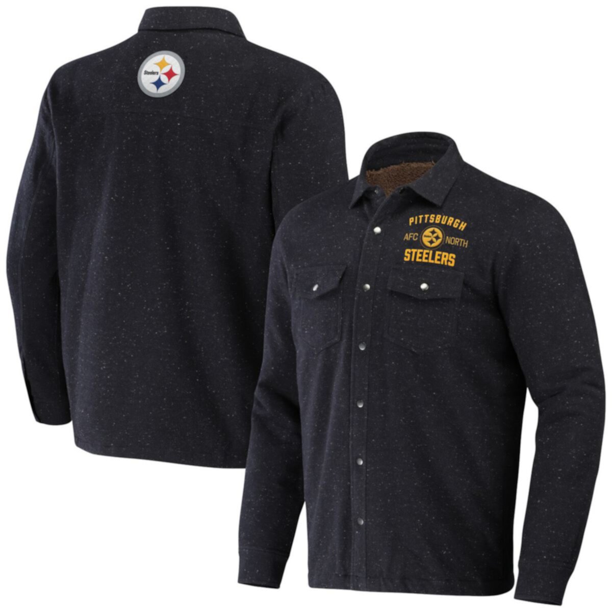 Мужская Повседневная куртка NFL x Darius Rucker Collection by Fanatics Угольно-черная Pittsburgh Steelers Shacket с застежкой на кнопки NFL x Darius Rucker Collection by Fanatics