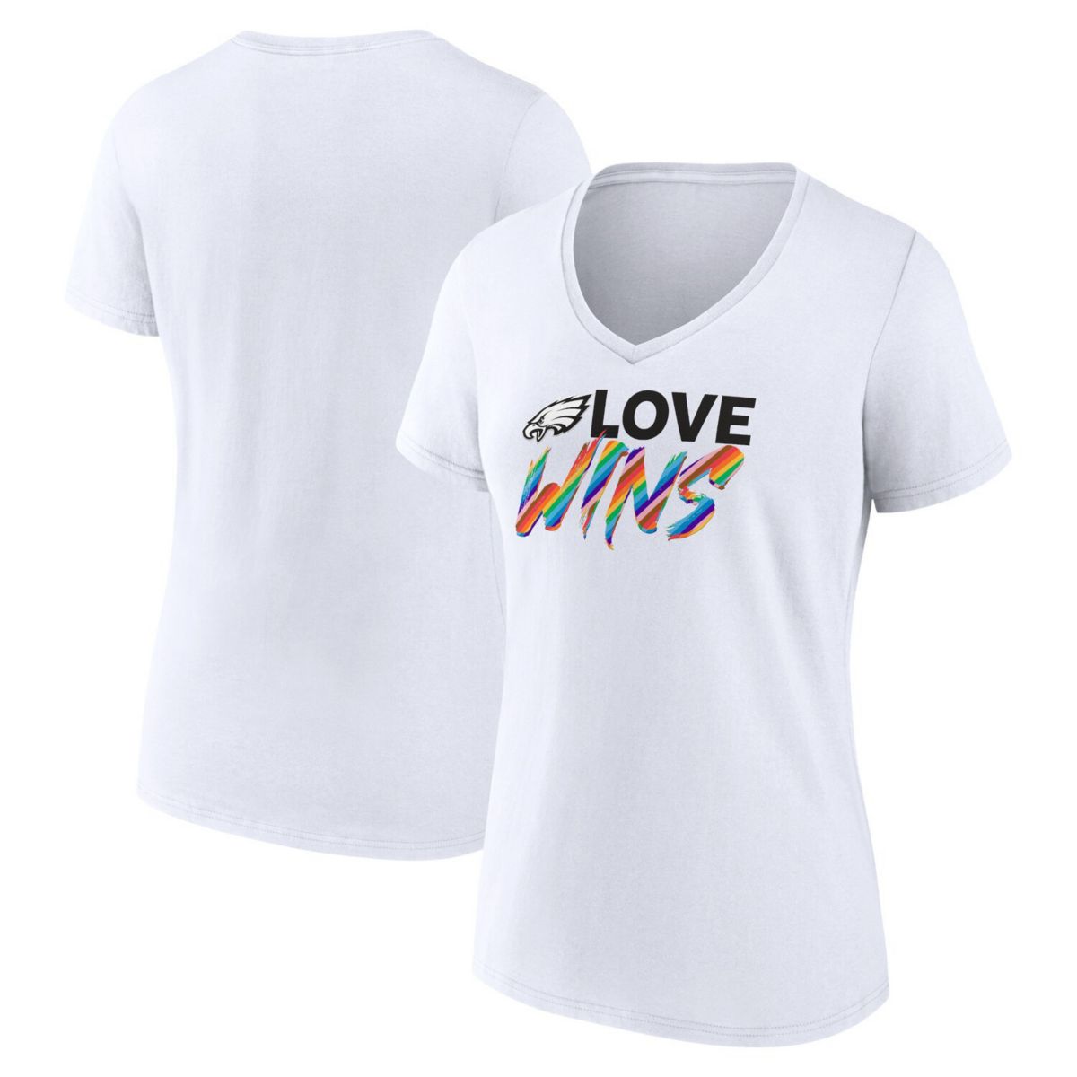 Женская Футболка Fanatics White Philadelphia Eagles Love Wins V-Neck Fanatics Brands - White Label