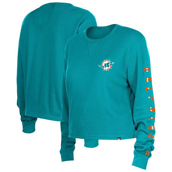 Женская Футболка New Era Miami Dolphins Термальная Укороченная С Длинным Рукавом New Era