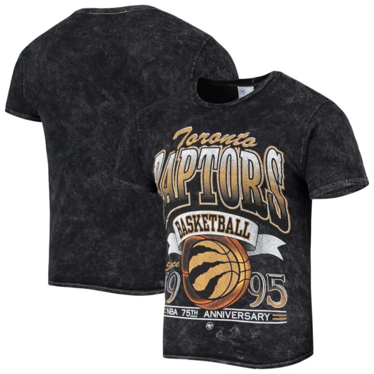 Мужская Футболка Unbranded Черная Toronto Raptors 75th Anniversary City Edition Mineral Wash Vintage Tubular Unbranded