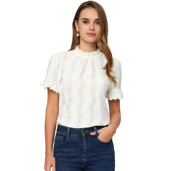 Женская Блузка ALLEGRA K Crochet Eyelet Top ALLEGRA K