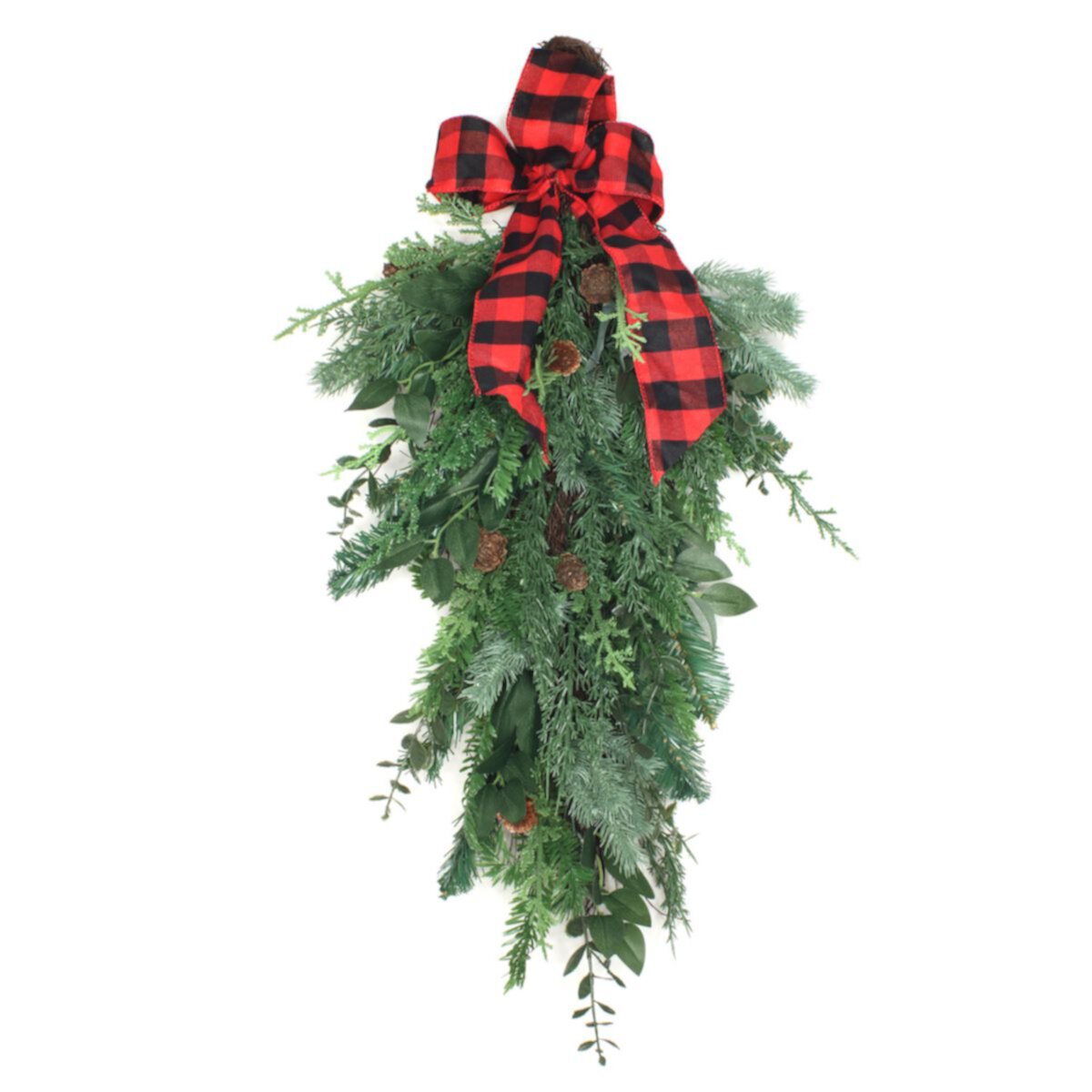 National Tree Company 30-in. Christmas Faux Pine, Faux Leaves, Faux Pinecones & Bow Teardrop Wall Decor National Tree Company