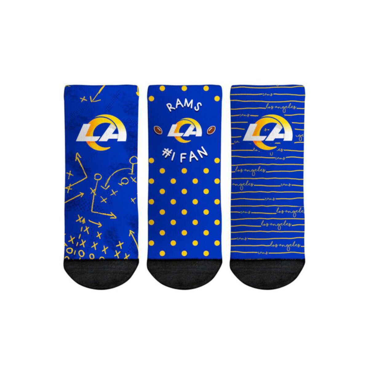 Детские Носки Unbranded Rock Em Socks 3-Pack Los Angeles Rams #1 Fan Unbranded