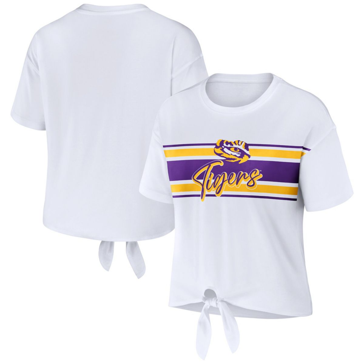 Женская Футболка LSU Tigers WEAR by Erin Andrews Белая с Завязкой Unbranded