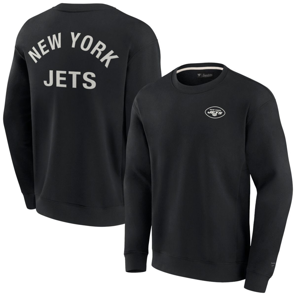 Унисекс Толстовка Fanatics Черная New York Jets Super Soft Pullover Crew Fanatics Brands - White Label