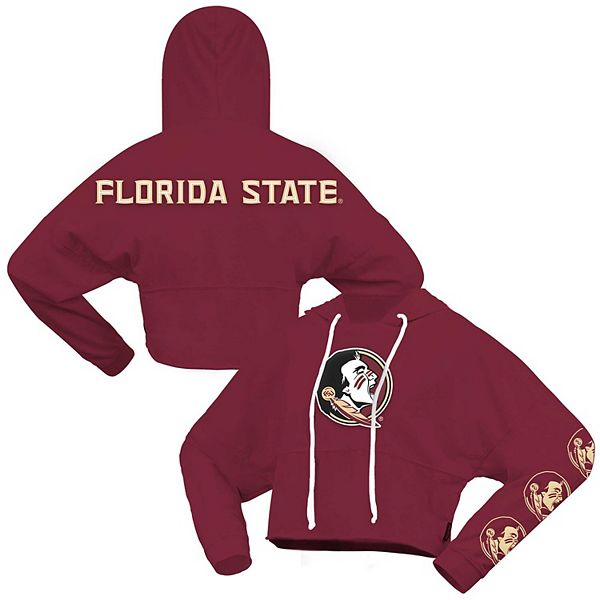 Женская Футболка Spirit Jersey Красный Florida State Seminoles Oversized Cropped Pullover Hoodie Spirit Jersey