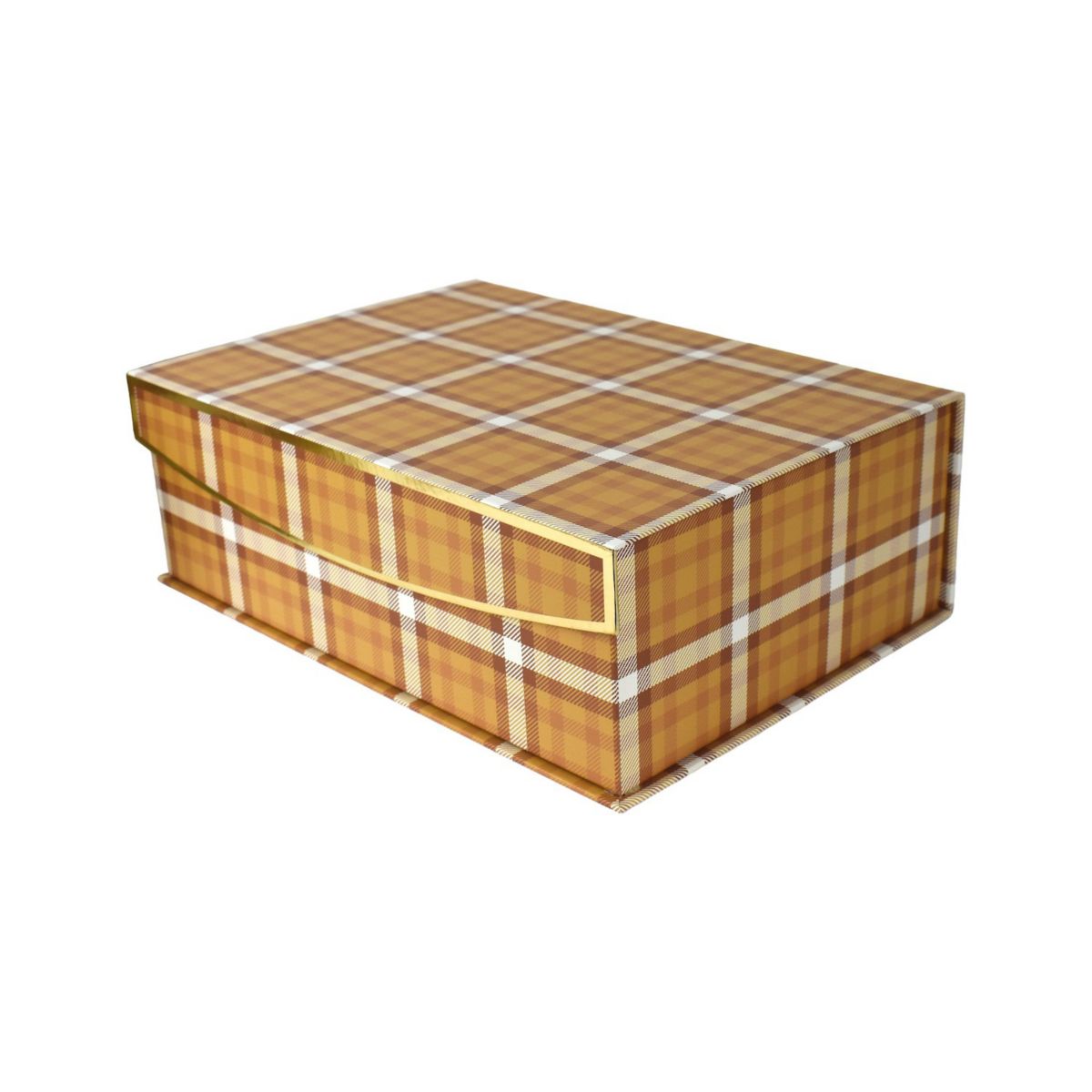 Celebrate Together™ Fall Medium Orange Plaid Paper Storage Box Celebrate Together