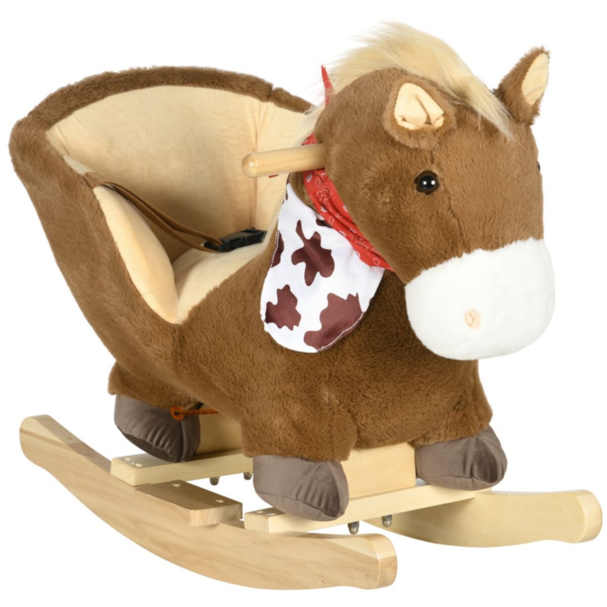 Baby Rocking Horse, Plush Animal Rocker W/ Realistic Sound, Pedals Qaba