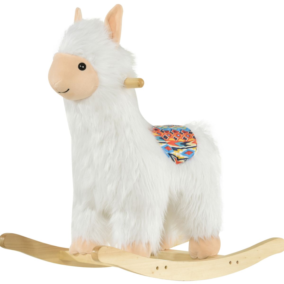 Qaba Kids Ride On Rocking Horse Toy Llama Style Rocker Soft Plush Fabric for Children 18 36 Months Qaba