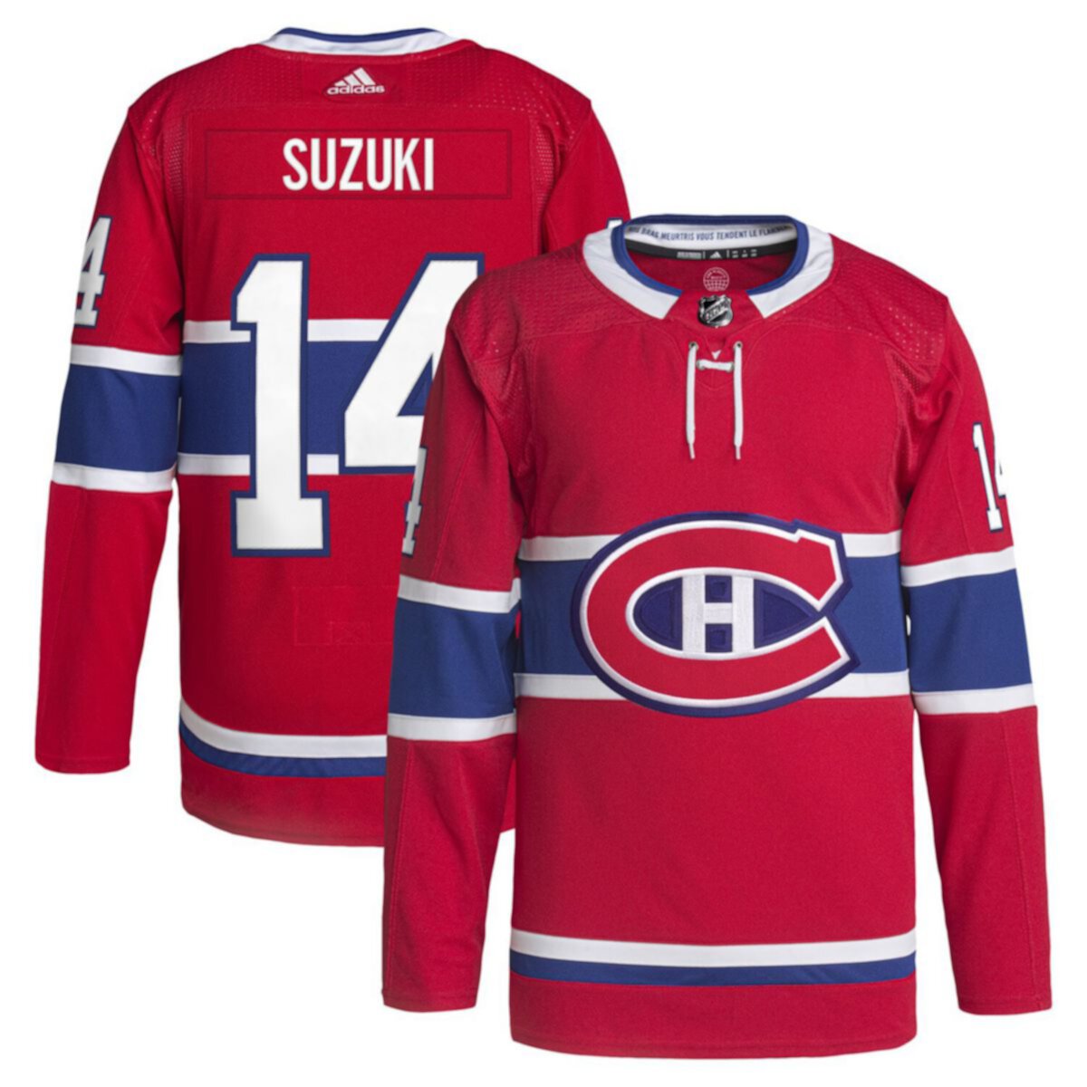 Мужская Футболка adidas Nick Suzuki Красная Montreal Canadiens Home Primegreen Authentic Pro Player Jersey Unbranded