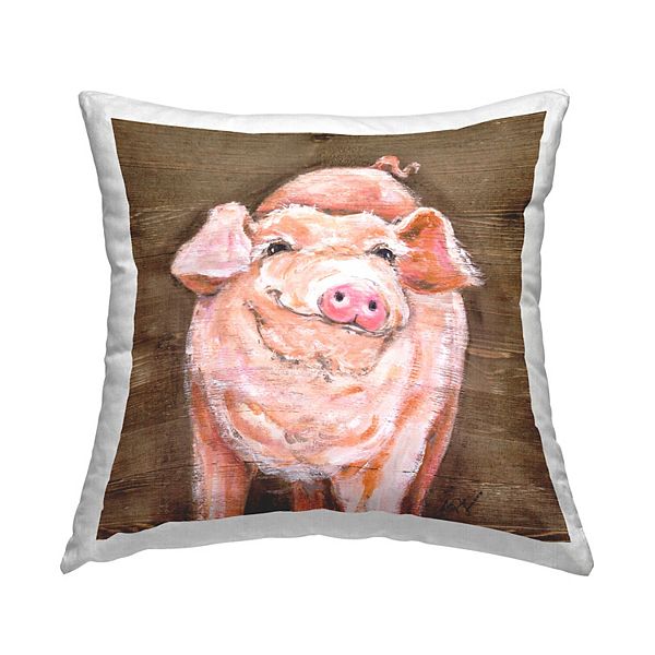 Stupell Home Decor Country Pig Smiling Farm Animal Throw Pillow Stupell Home Decor