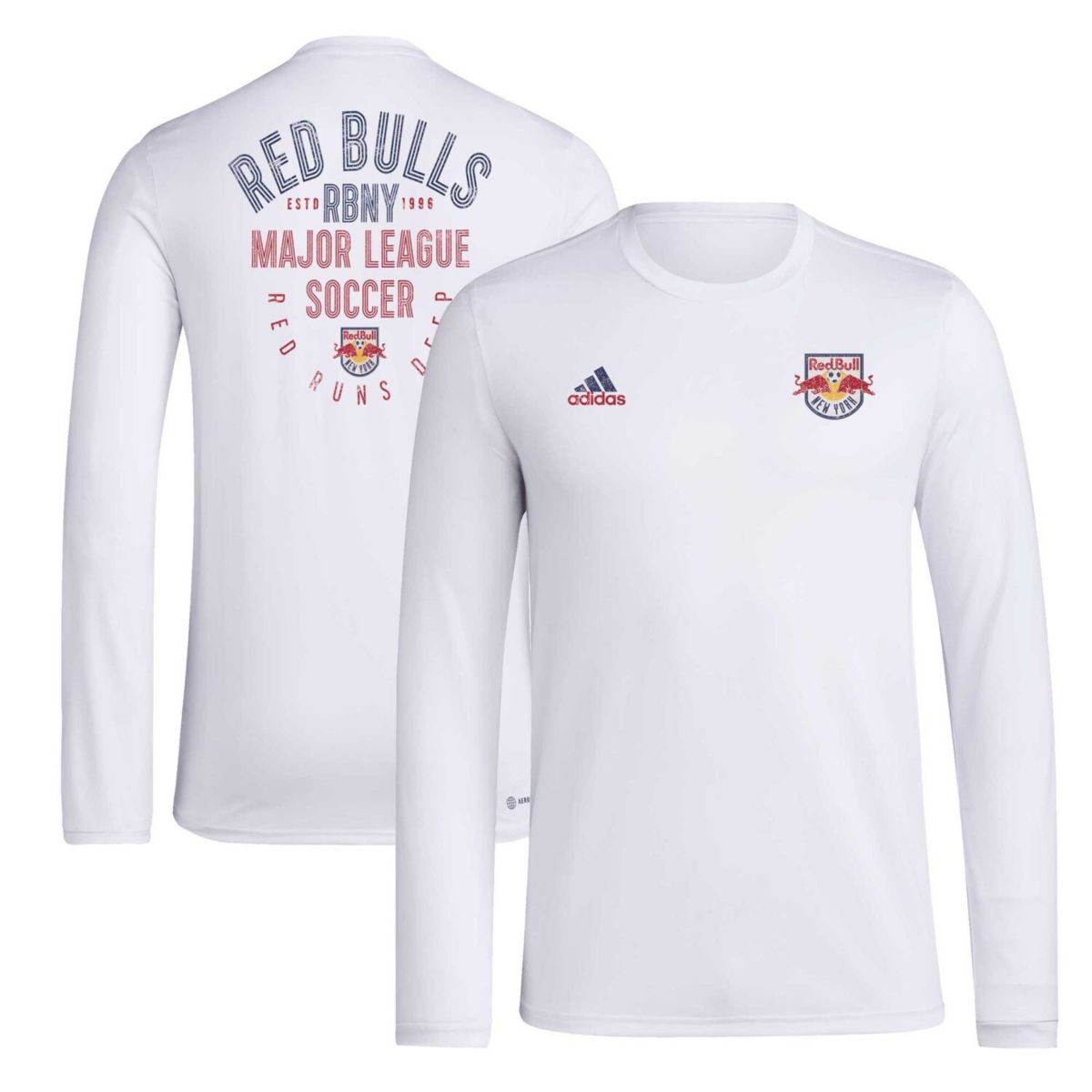 Мужская Футболка adidas White New York Red Bulls Local Stoic Длинный Рукав Unbranded