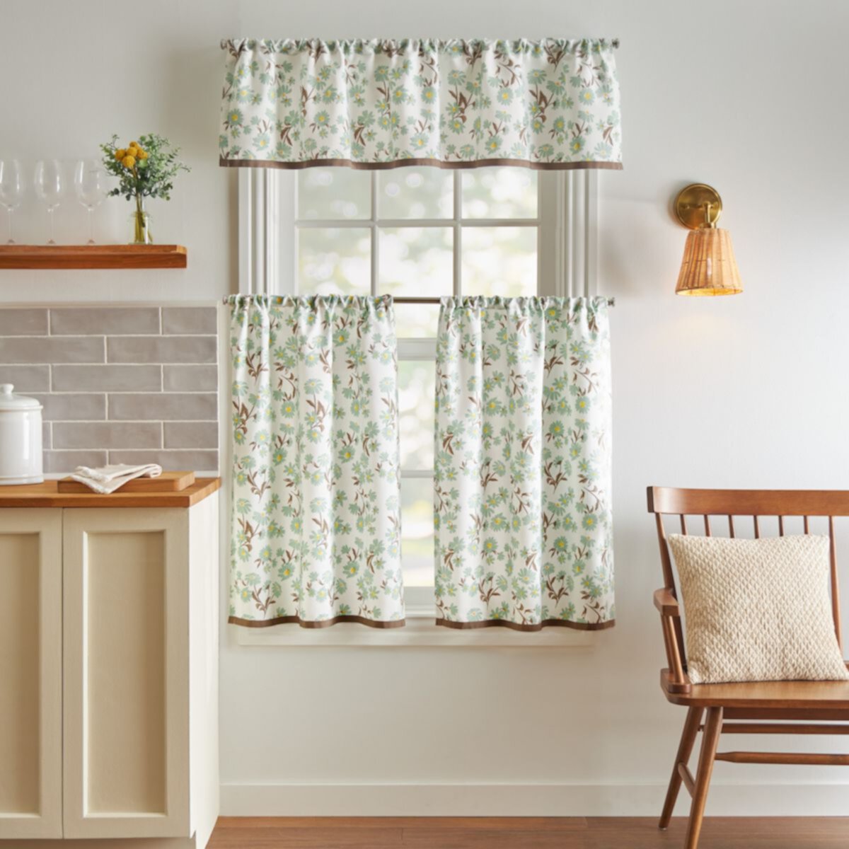 Martha Stewart 3-Piece Daisy Valance & Window Tier Set Martha Stewart