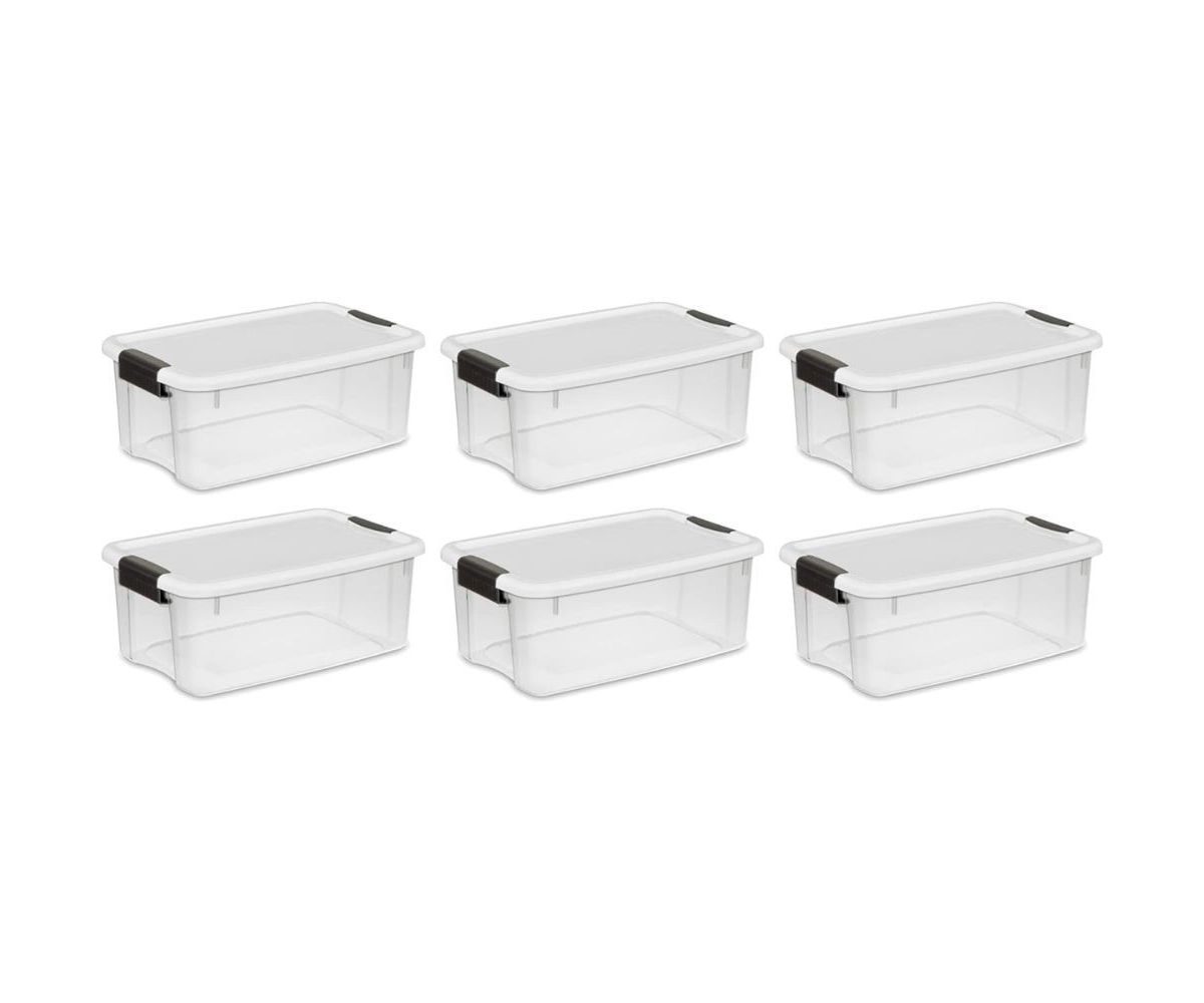 6-Piece 18qt Stackable Storage Bin With White Latch Lid Sterilite