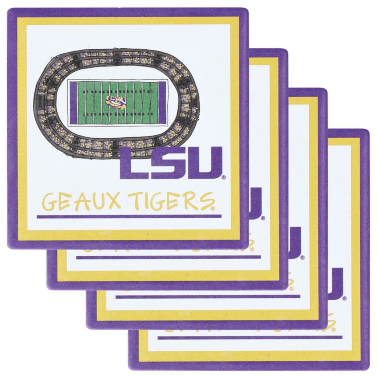 LSU Tigers Four-Pack Coaster Set Unbranded