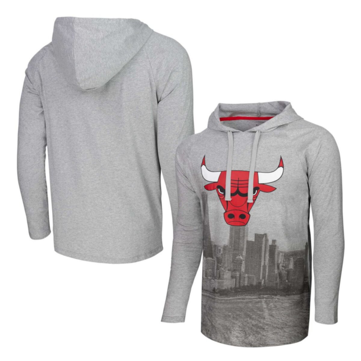  Футболка Stadium Essentials Heather Gray Chicago Bulls Atrium Raglan Long Sleeve Hoodie Stadium Essentials