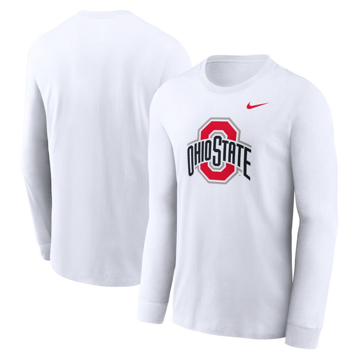 Мужская Футболка Nike Белая Ohio State Buckeyes Primary Logo Длинный Рукав Nike