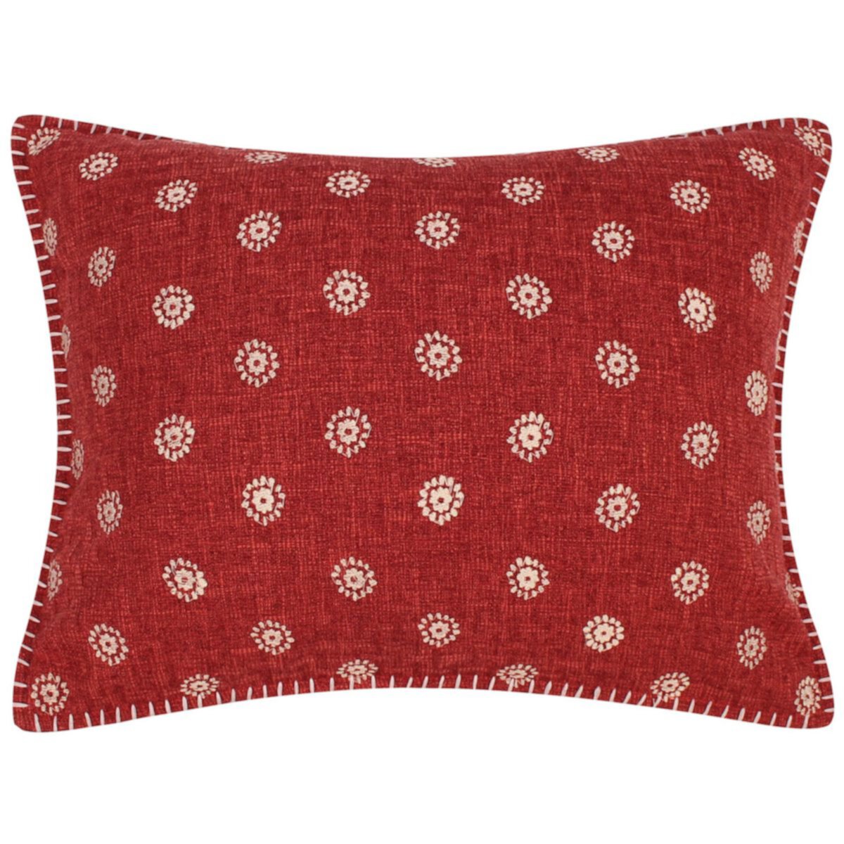 Levtex Home Emel Red Embroidered Whipstitch Pillow Levtex