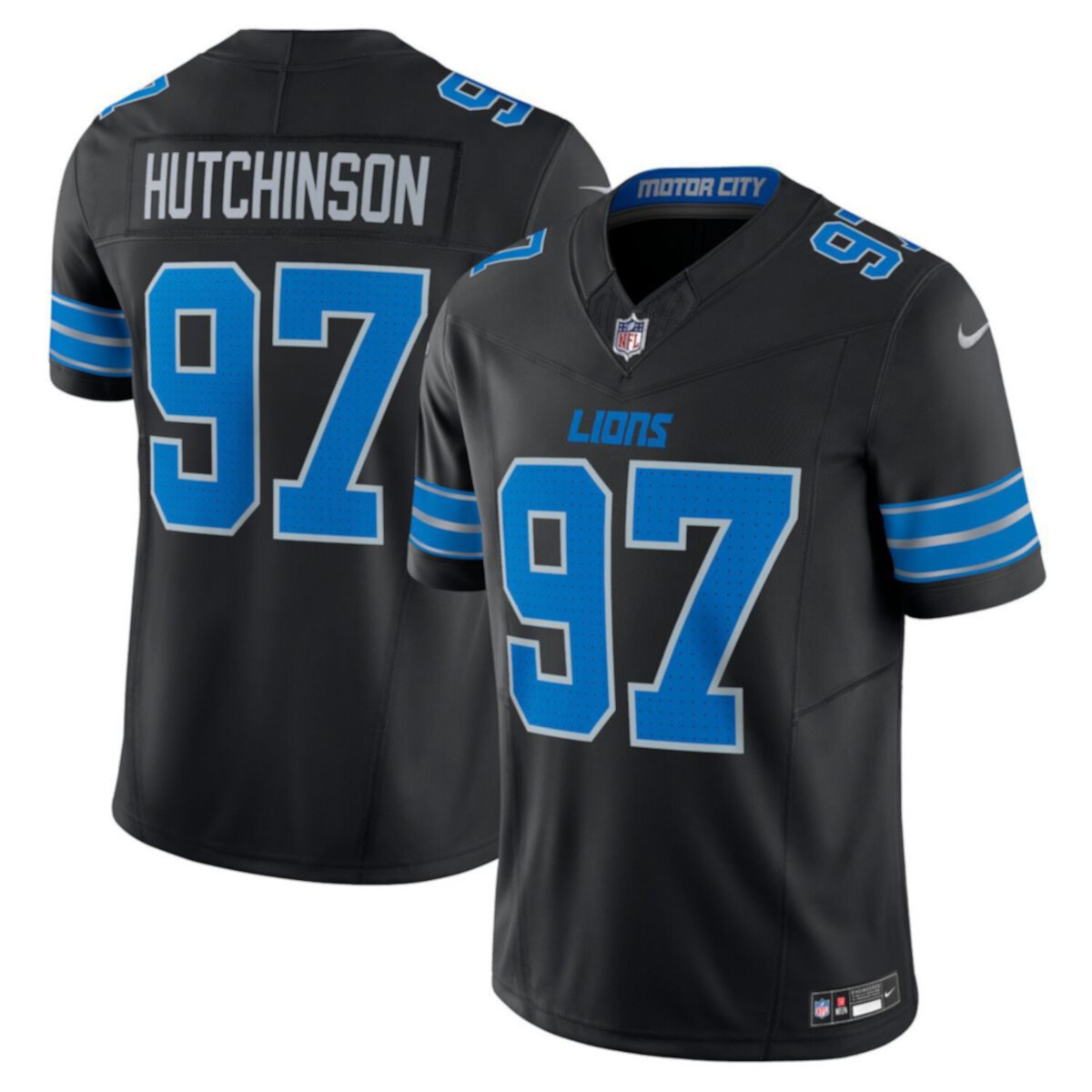 Мужская Футболка Nike Aidan Hutchinson Черная Detroit Lions 2-й Альтернативный Vapor F.U.S.E. Лимитированная Nike