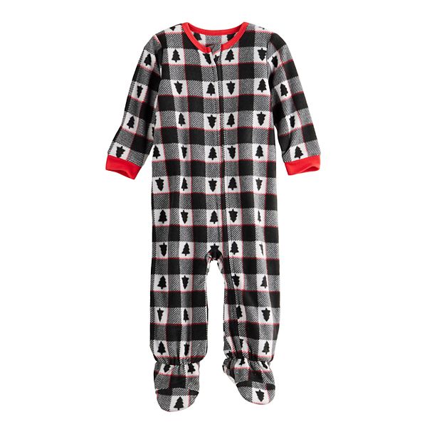 Зимние пижамы для малышей Jammies For Your Families в клетку с ножками и длинными рукавами Jammies For Your Families