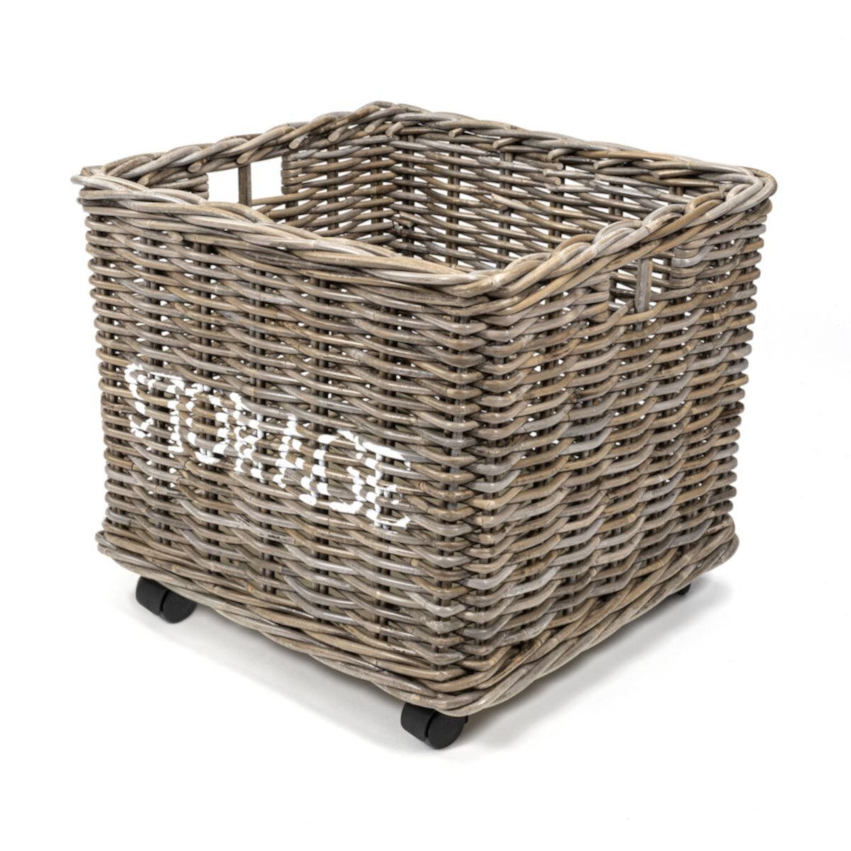 Yael Coastal Hand-woven &#34;storage&#34; Rattan Basket With Wheels And Handles Happimess