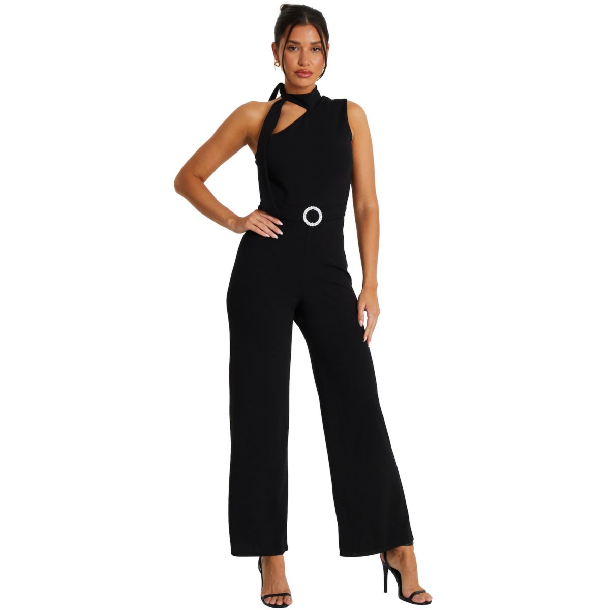 Женское Платье Quiz Scuba Crepe Tie Neck Palazzo Jumpsuit Quiz