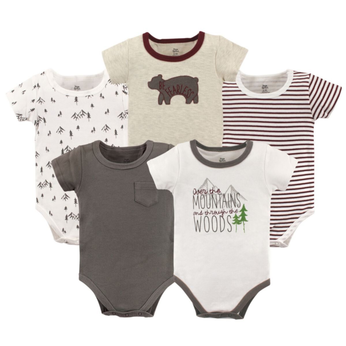 Комплекты Одежды Yoga Sprout Baby Boy Cotton Bodysuits 5pk Yoga Sprout