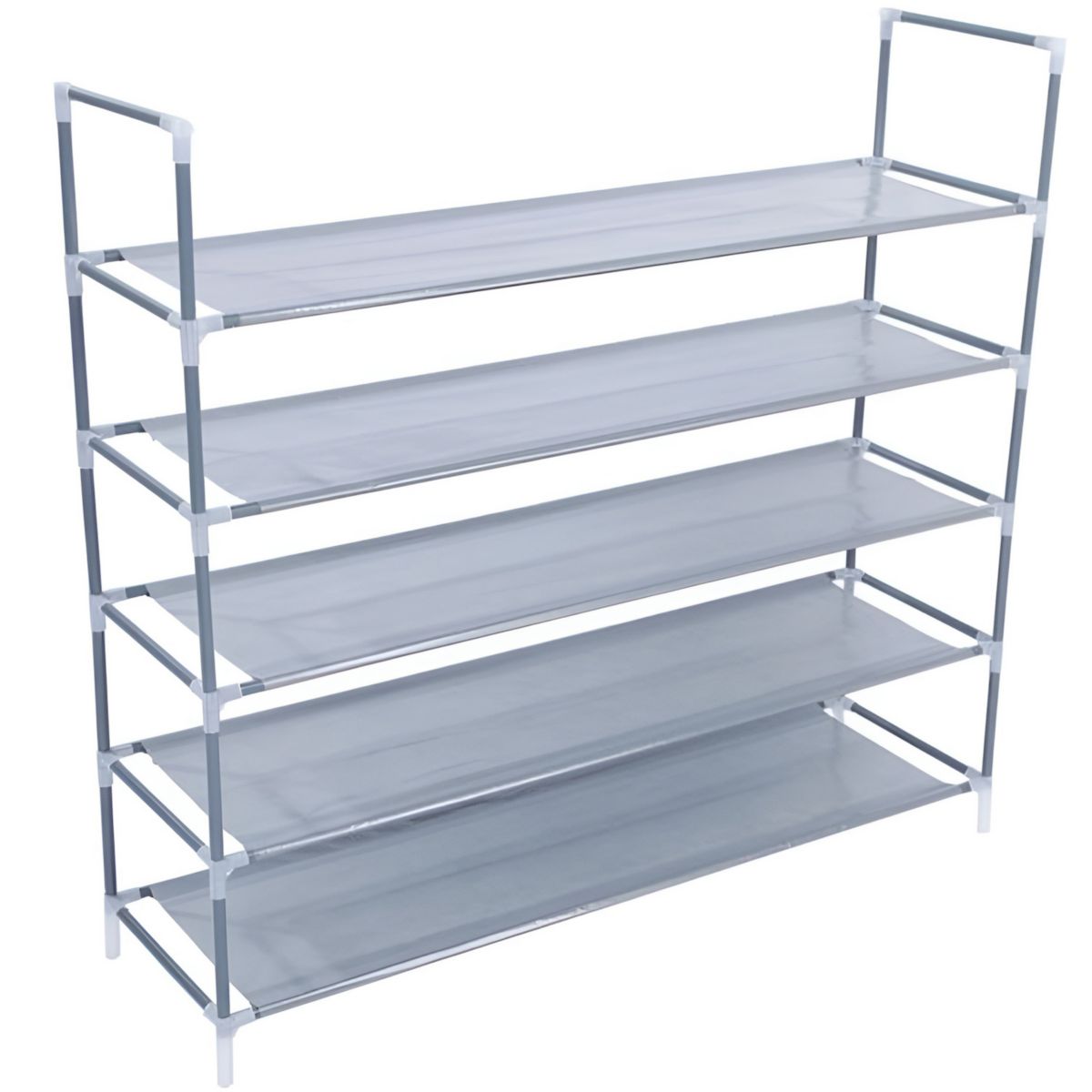 Simple Assembly 5 Tiers Non-woven Fabric Shoe Rack With Handle-Grey Slickblue