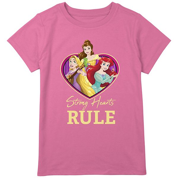 Детская Футболка Licensed Character Disney Princess Rapunzel, Belle & Ariel Strong Hearts Rule Disney