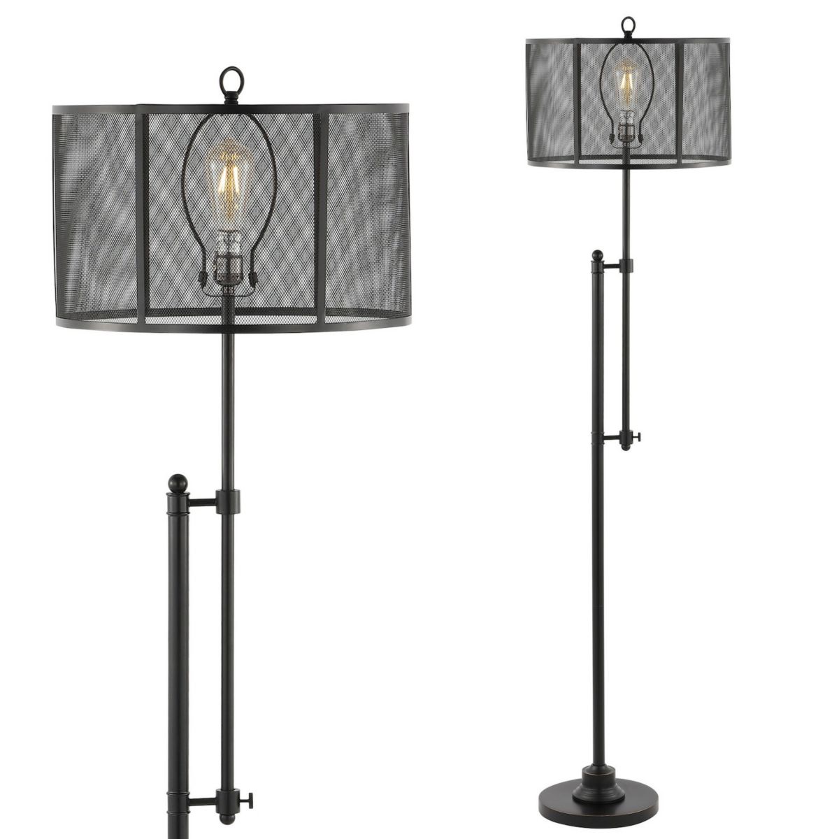 Noah Modern Industrial Iron Height Adjustable Led Floor Lamp Jonathan Y Designs