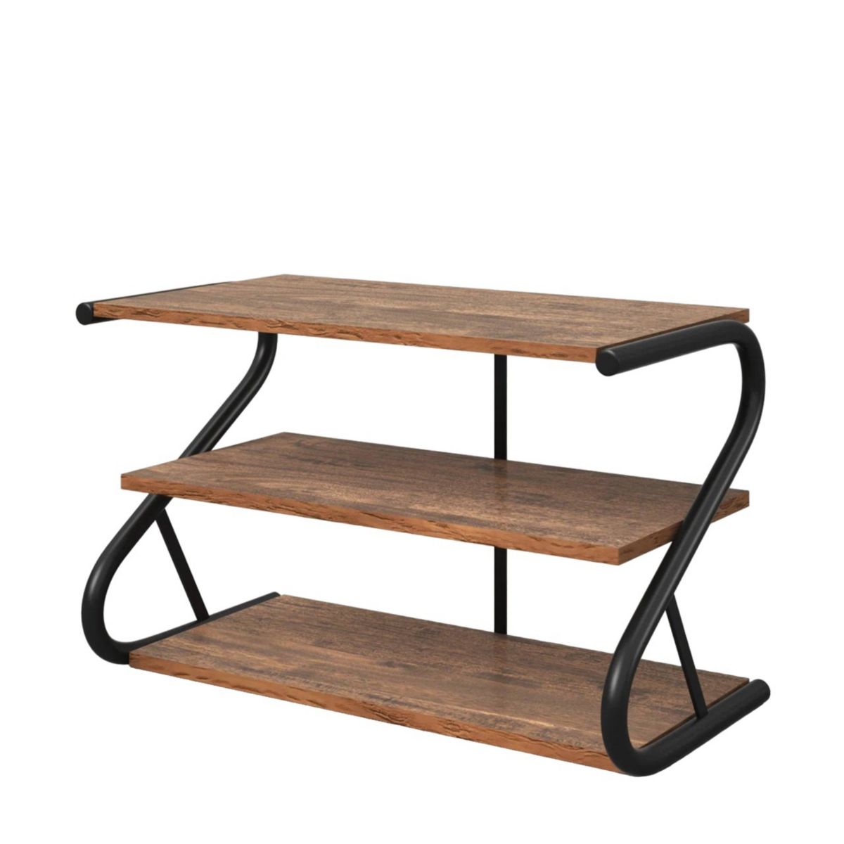 Modern Industrial Metal Wood 3-tier Shoe Rack - Holds Up To 9 Pair Of Shoes Slickblue