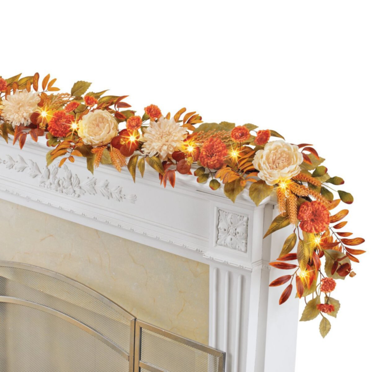 Collections Etc 5-foot Long Led Lighted Autumn Harvest Peony Garland Collections Etc.