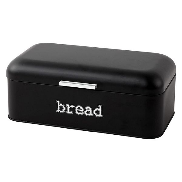 Stainless Steel Black Bread Box for Kitchen Countertop, Large Bin for 2 Loaves, English Muffins, Baked Goods Storage Containers (17 x 9 x 6.5 In) Juvale