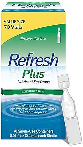 Refresh Plus Lubricant Eye Drops (Капли) Preservative-Free Tears, 0.01 fl oz (Жидкие унции) (0.4 mL), 70 Single-Use Containers Refresh