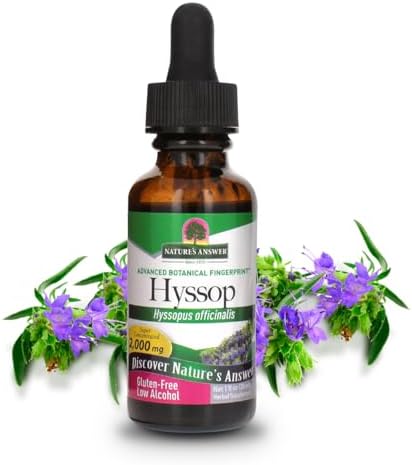 Nature's Answer Hyssop Herb Supplement with Organic Alcohol, 1-Fluid Ounce | Promotes Overall Wellness | Calming Aid | Natural Stress Reliever Nature's Answer