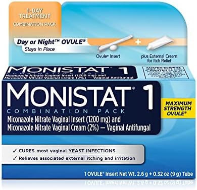 Monistat 1 Day Yeast Infection Treatment for Women, 1 Miconazole Ovule Insert & External Monistat Anti-Itch Cream (Крем) Bundle Monistat