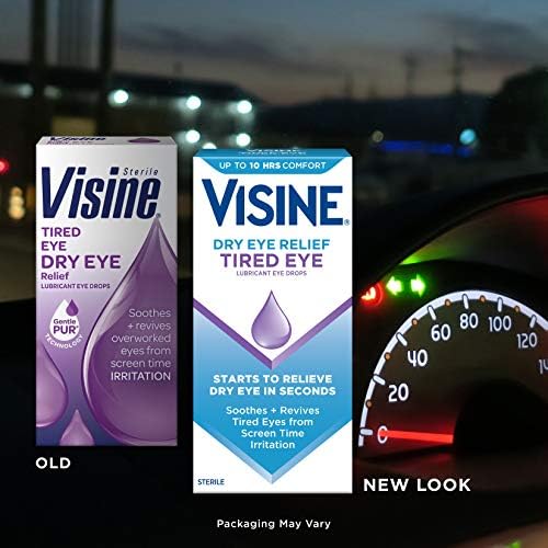 Visine Tired Eye Dry Eye Relief Eye Drops (Капли), Moisturizing & Soothing Drops for Irritated Eyes Due to Screen & Computer Use, 0.5 fl. oz (Унции) Visine