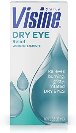 Visine Dry Eye Relief Lubricant Eye Drops (Капли) with Polyethylene Glycol 400 to Moisturize and Soothe Irritated, Gritty and Dry Eyes, Designed to Work Like Real Tears, 0.5 fl. oz (Унции) Visine