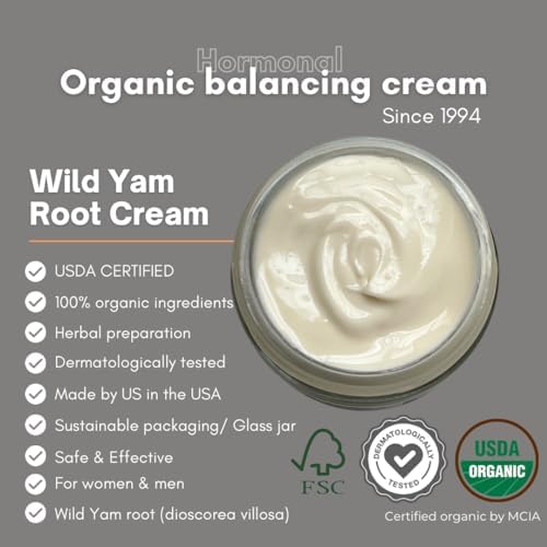 Indian Meadow Herbals Wild Yam Root Cream (Крем) (2oz) - USDA Certified Organic Balancing Cream for PMS & Menopause Relief - Estrogen & Progesterone-Free. Handmade By US. Woman-owned & Operated Since 1994. Indian Meadow Herbals