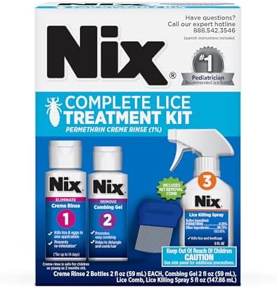 Nix Complete Lice Treatment Kit, Lice Treatment for Hair, Lice Spray for Home, Lice Comb Nix